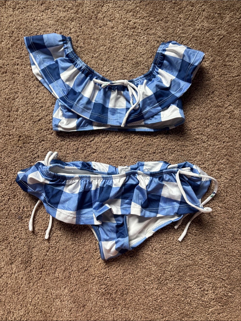 Well Dressed Wolf - Wildling - Girls Blue and White Gingham Ruffle Bikini